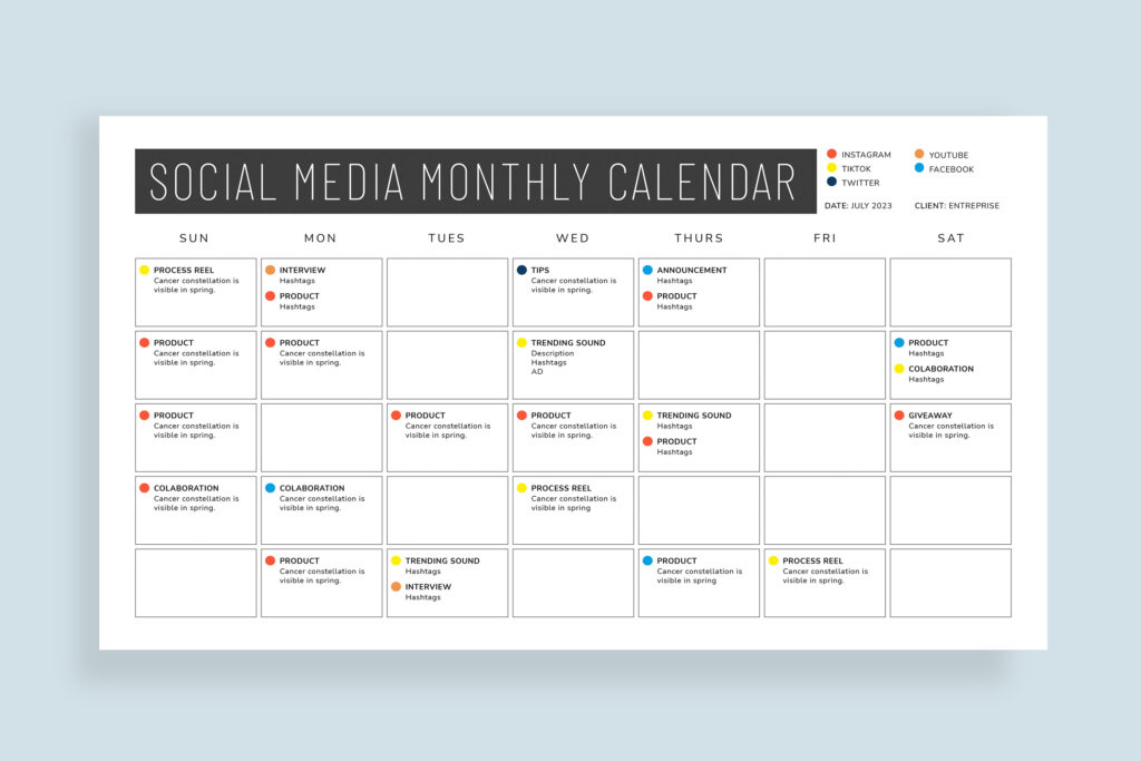 Simple social media calendar for small business owners